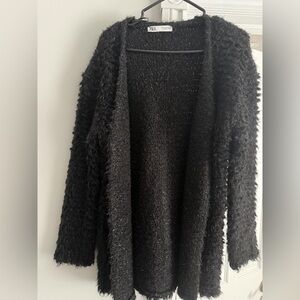 Zara Black Textured Women's Cardigan